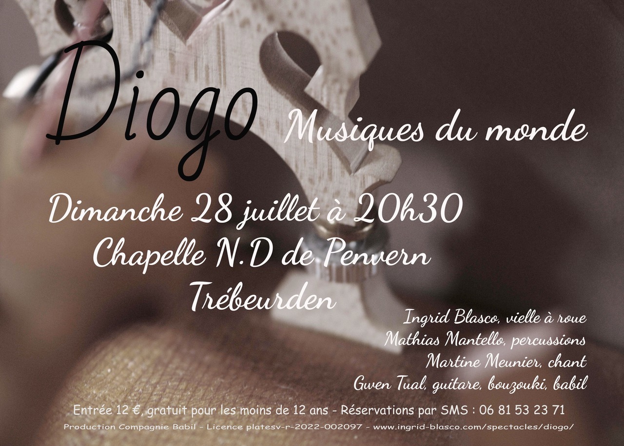 ANNONCE : Diogo, passeurs de musiques anciennes et populaires, le 28 juillet à 20h30